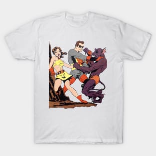 Pretty Girl Sexy Sensual Superhero Masked Adventure Monster Alien Fight Wonder Retro Comic Vintage Cartoon T-Shirt